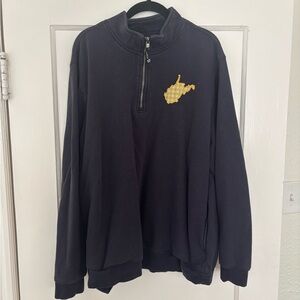 Navy Half-Zip Sweater with Gold West Virginia Embroidery